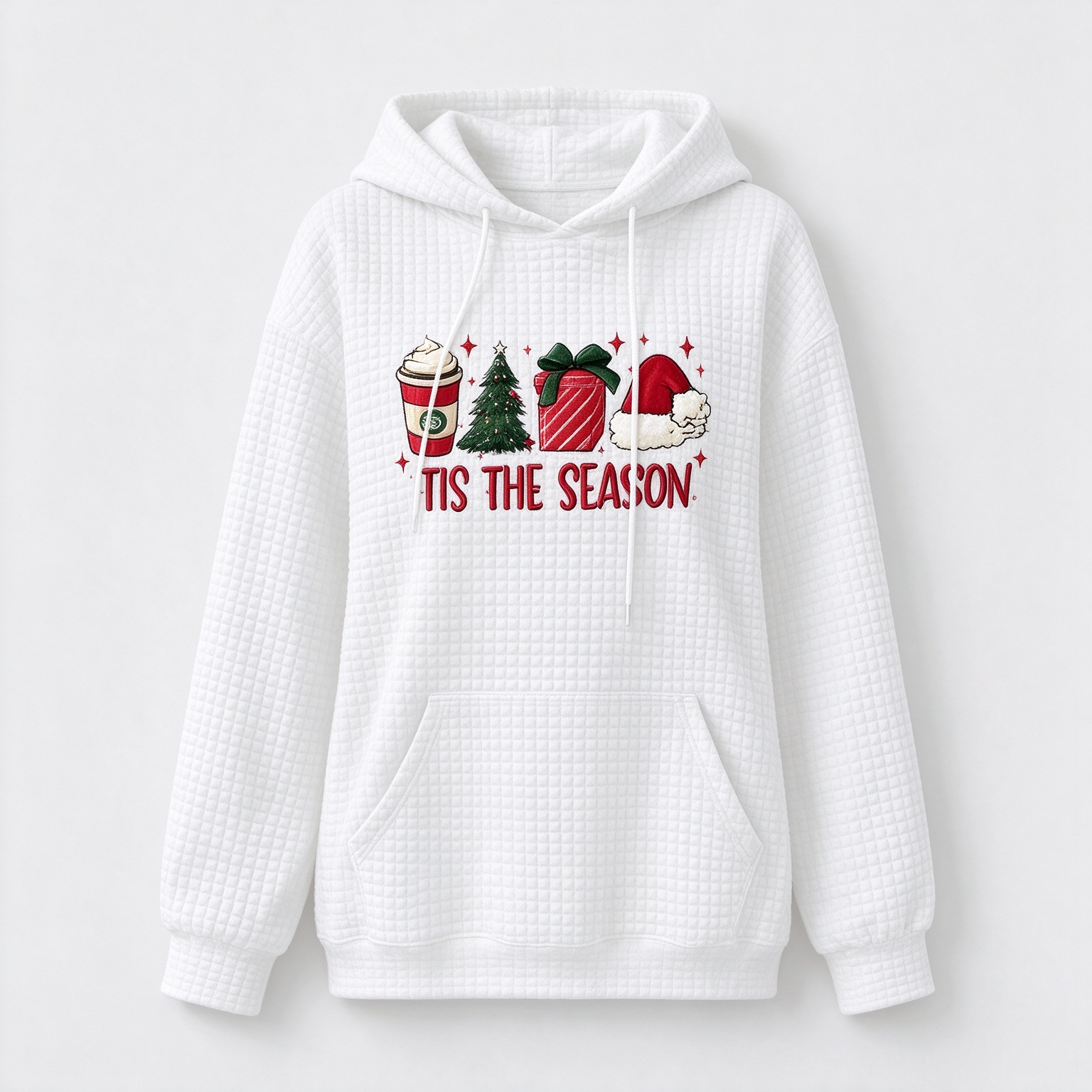 Christmas Graphic Waffle Hoodie for Women