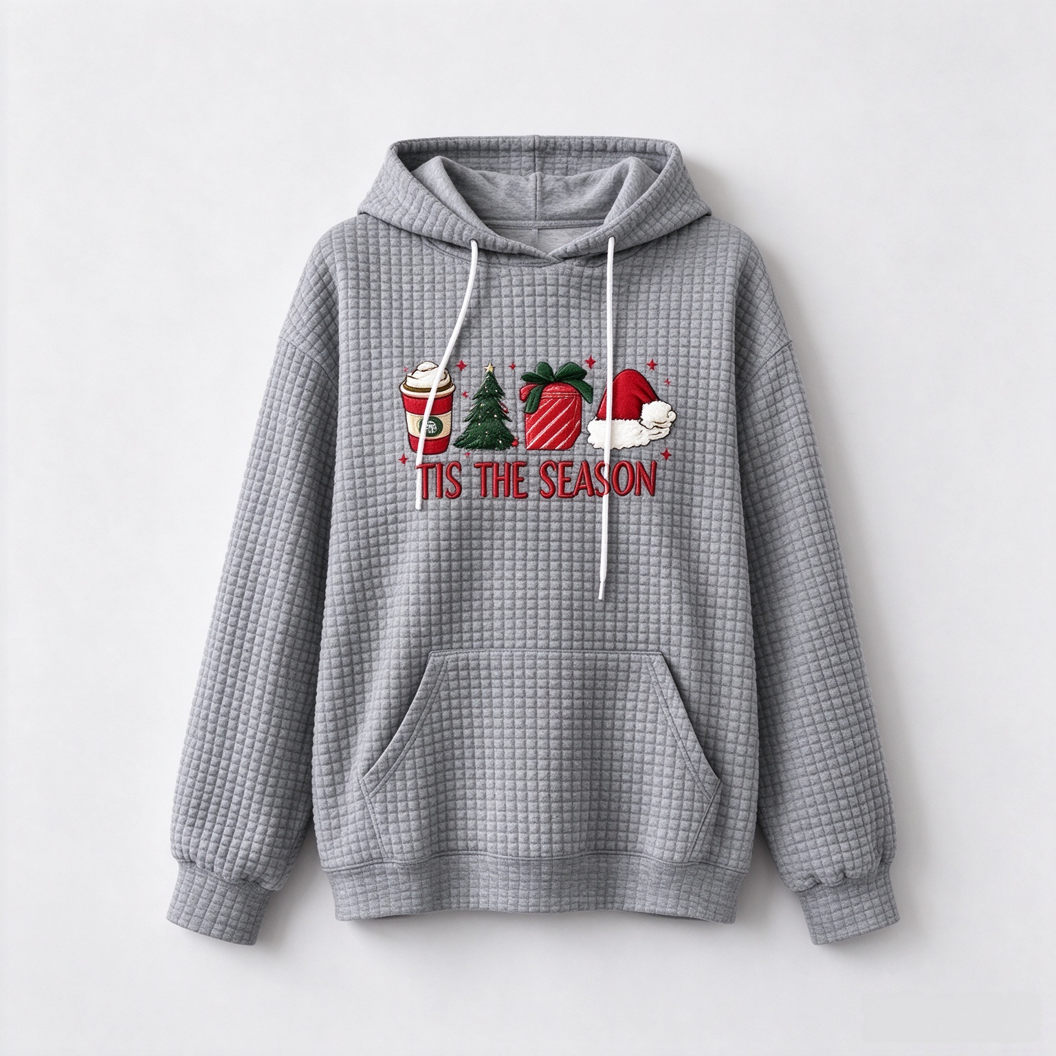 Christmas Graphic Waffle Hoodie for Women