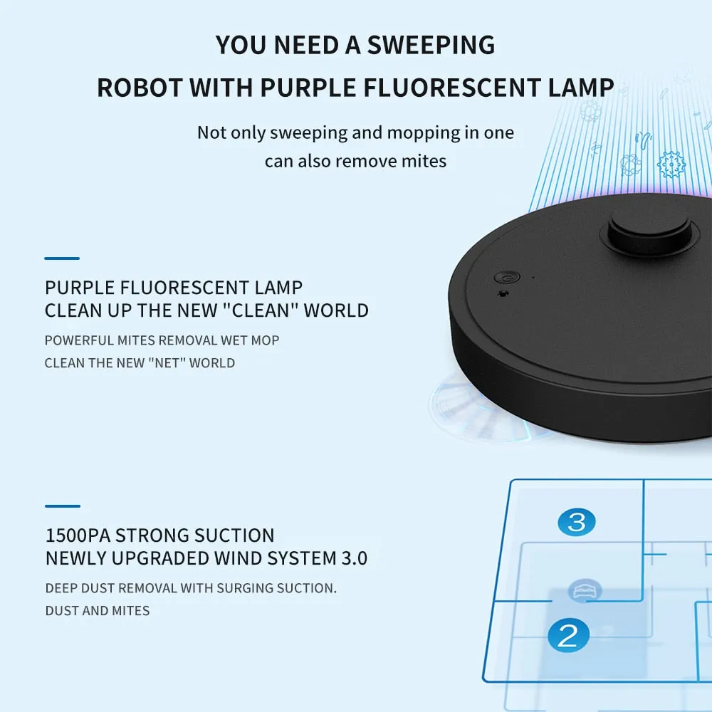 🎁Gift🎁BOT - Smart Robot Vacuum Cleaner With Sterilizing Purple Light | Sweeping, Mopping And Vacuum
