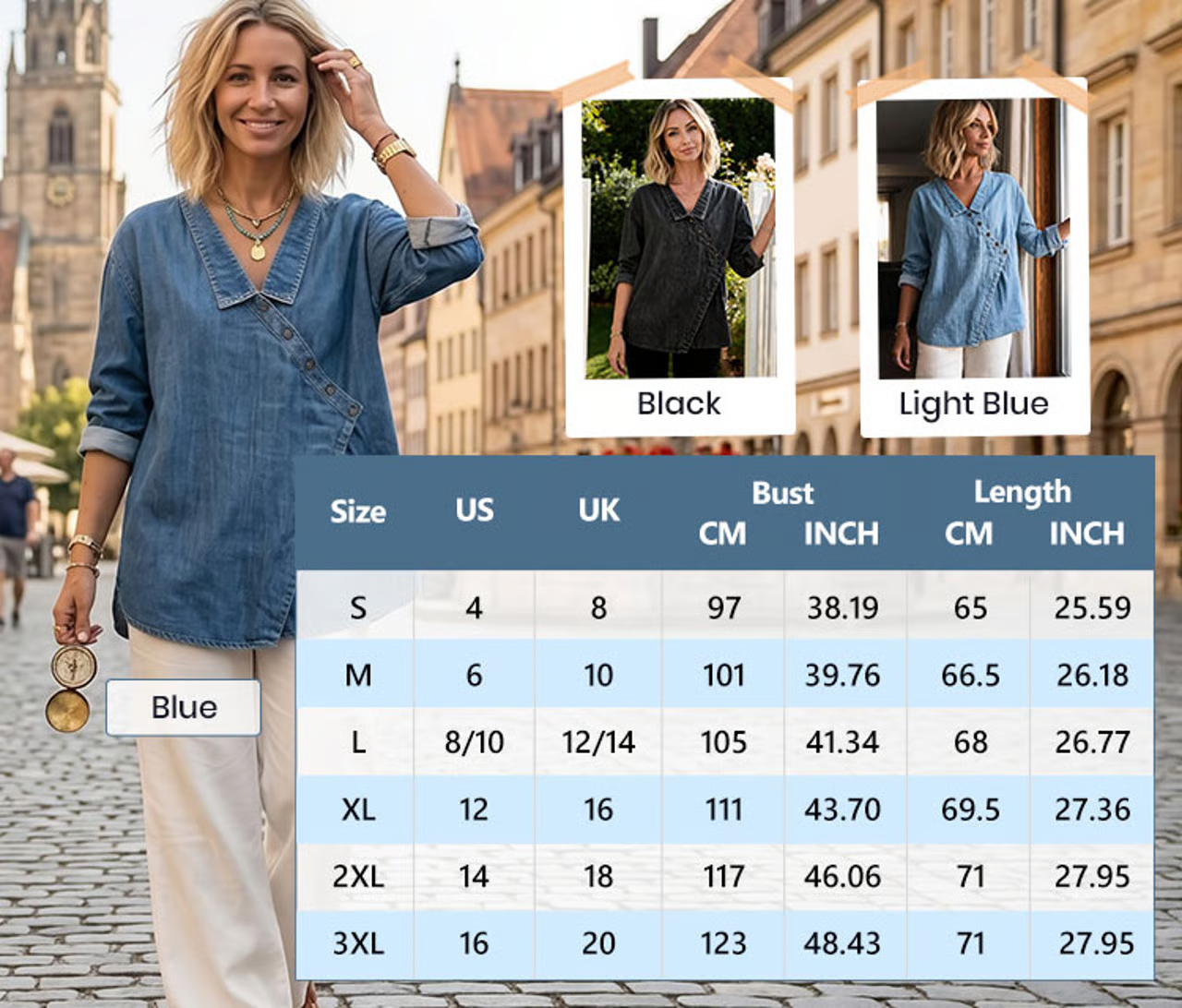 50% OFF Diagonal Button Lapel Blouse – Elegant Office Look, No Cling Fit