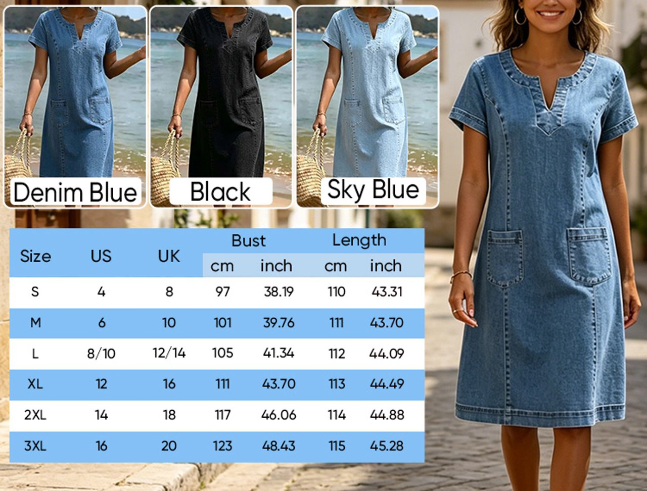 Relaxed Sheath Pocket Small V-Neck Dress