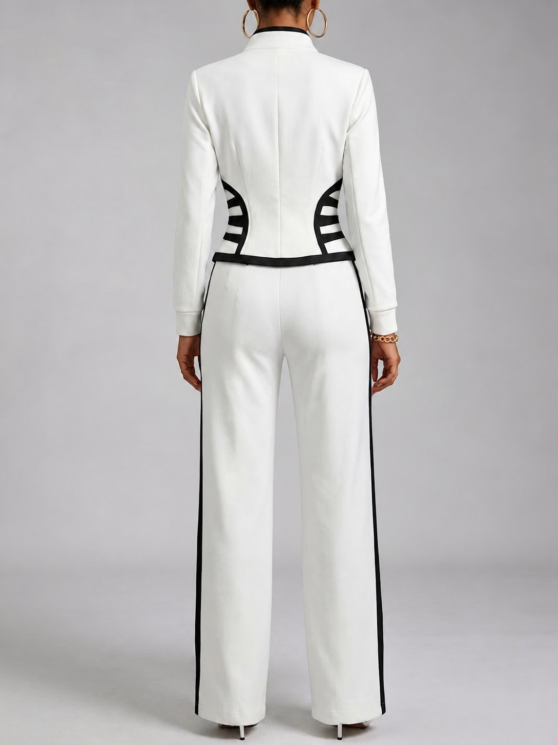 🤲LAST DAY SAVE 49% ⏰Cozy And Casual Two-piece Set Featuring A Slim-fit, Stretchy Zip-up Sweatshirt And Pants With Black Webbing Trim.