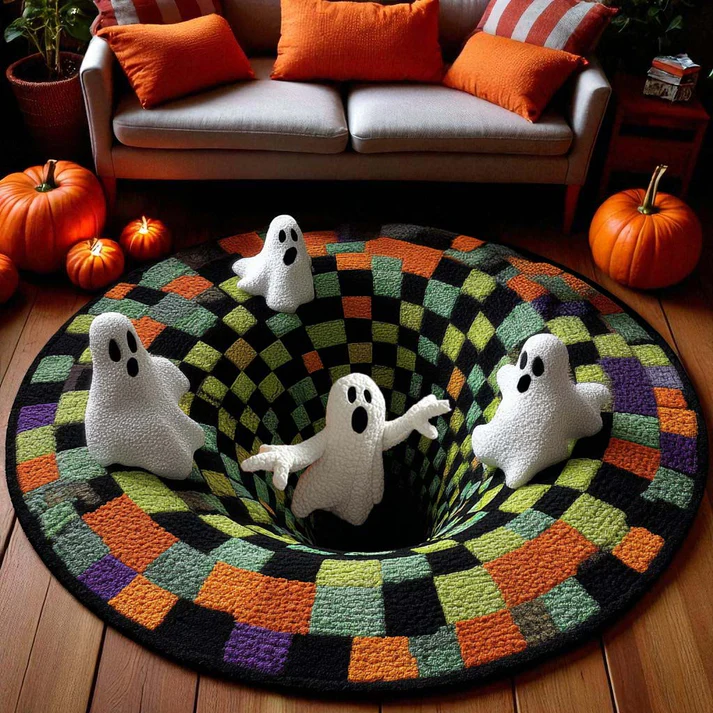 🔥Limited Time 👻💀 Halloween 3D Optical Illusion Ghost & Skeleton Rug