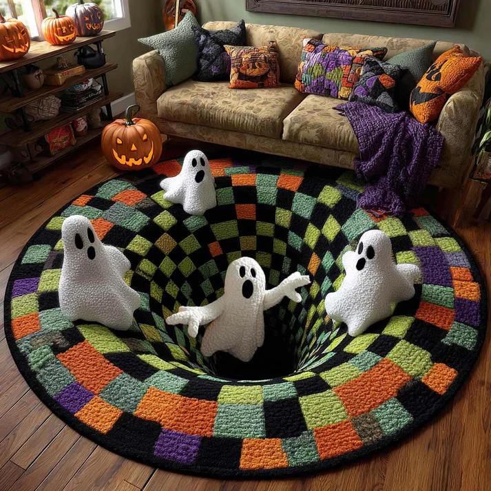 🔥Limited Time 👻💀 Halloween 3D Optical Illusion Ghost & Skeleton Rug