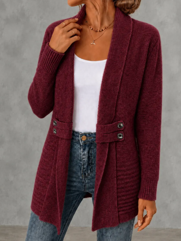 Double-Breasted Belted Knit Cardigan