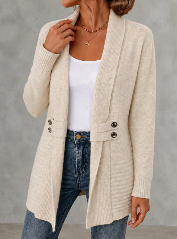 Double-Breasted Belted Knit Cardigan