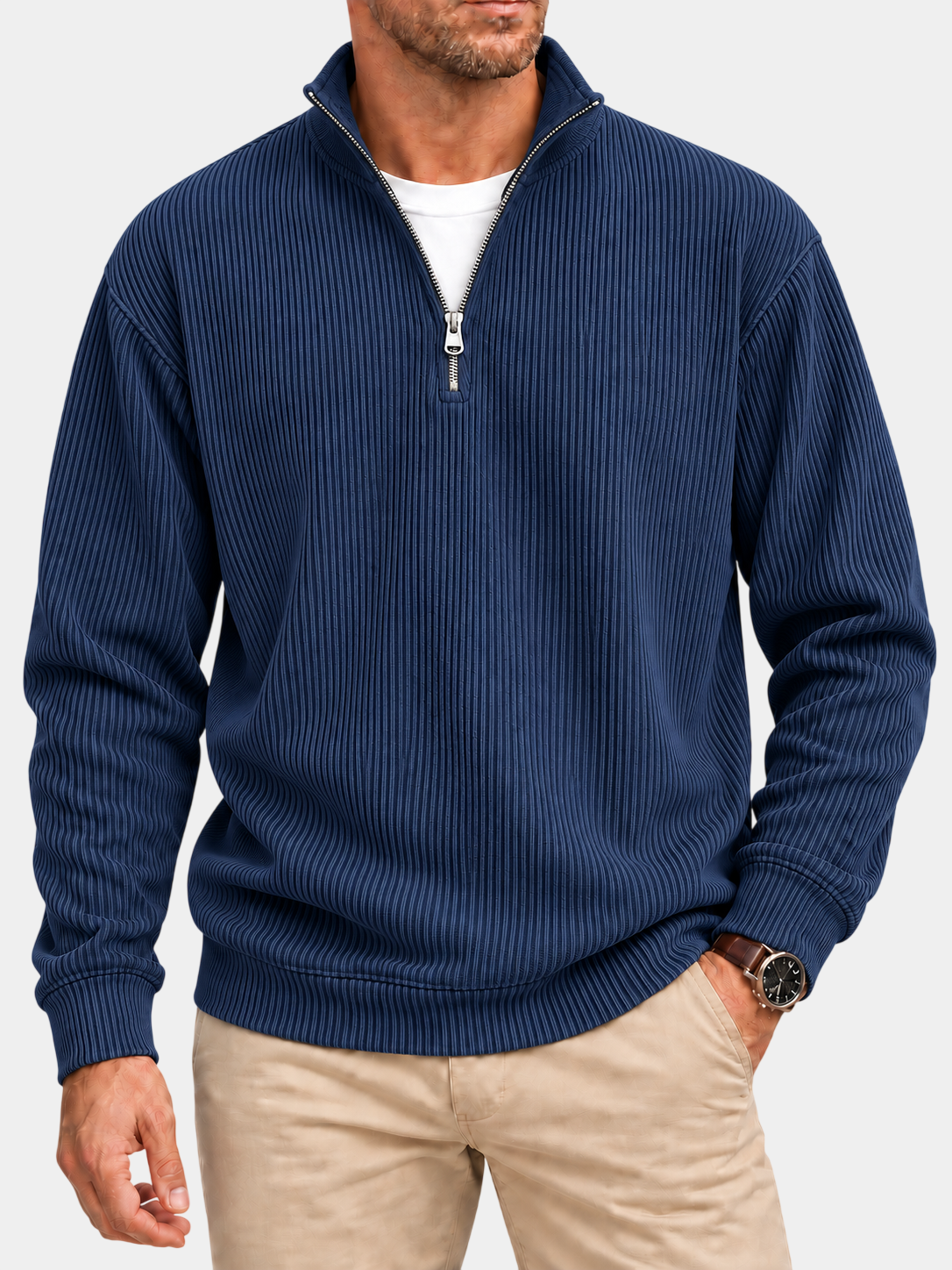Men’s Textured Quarter-Zip Sweater – Easy Everyday Style