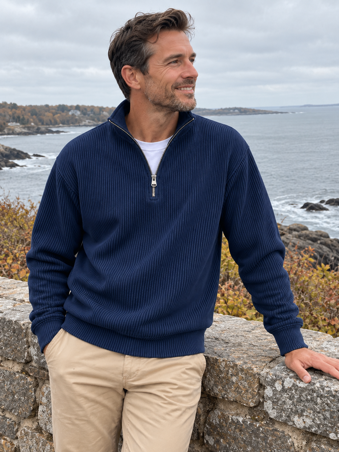 Men’s Textured Quarter-Zip Sweater – Easy Everyday Style