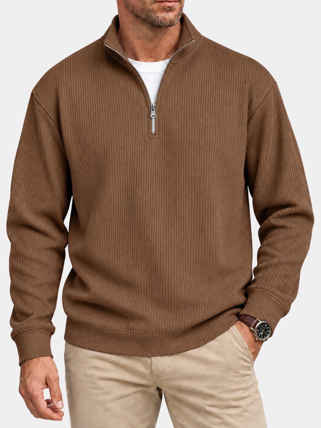 Men’s Textured Quarter-Zip Sweater – Easy Everyday Style