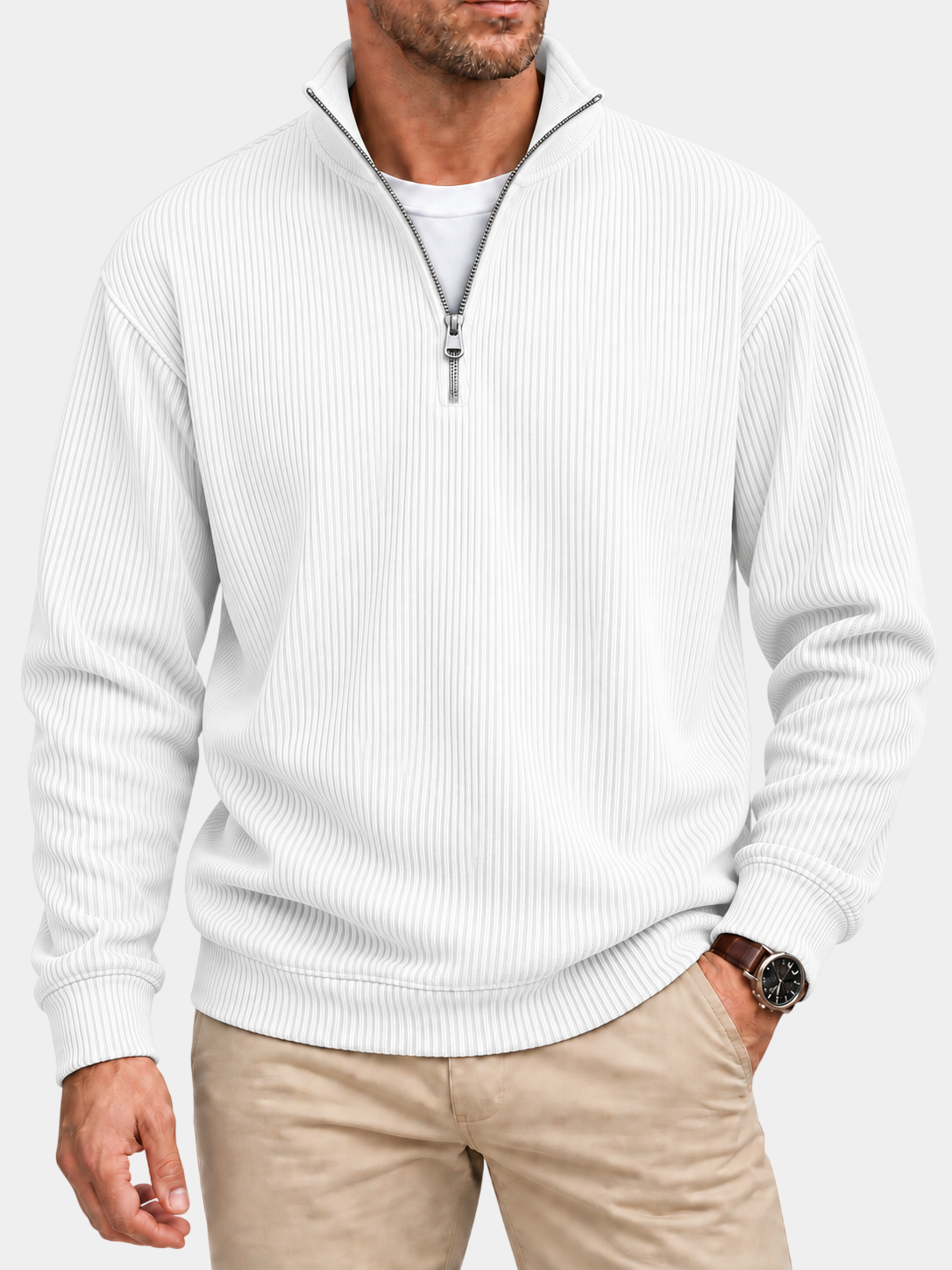 Men’s Textured Quarter-Zip Sweater – Easy Everyday Style