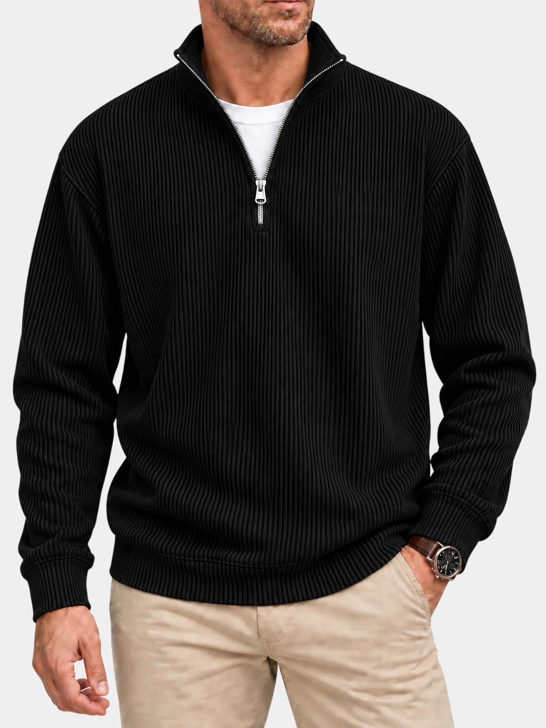 Men’s Textured Quarter-Zip Sweater – Easy Everyday Style