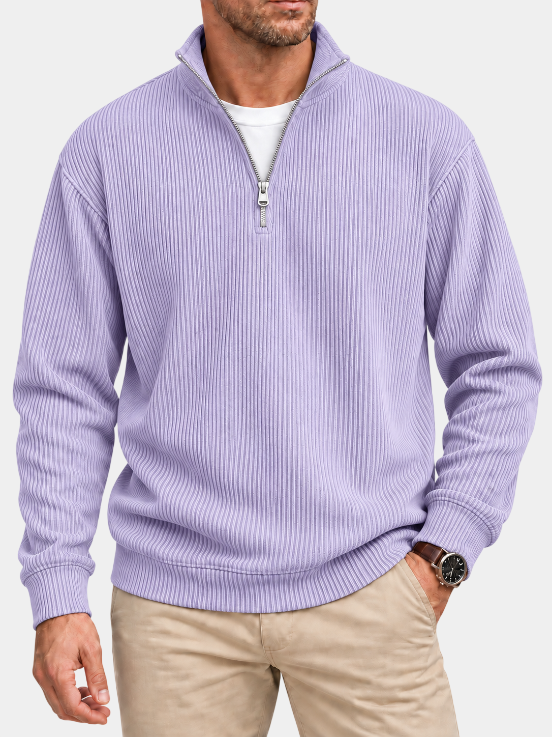 Men’s Textured Quarter-Zip Sweater – Easy Everyday Style