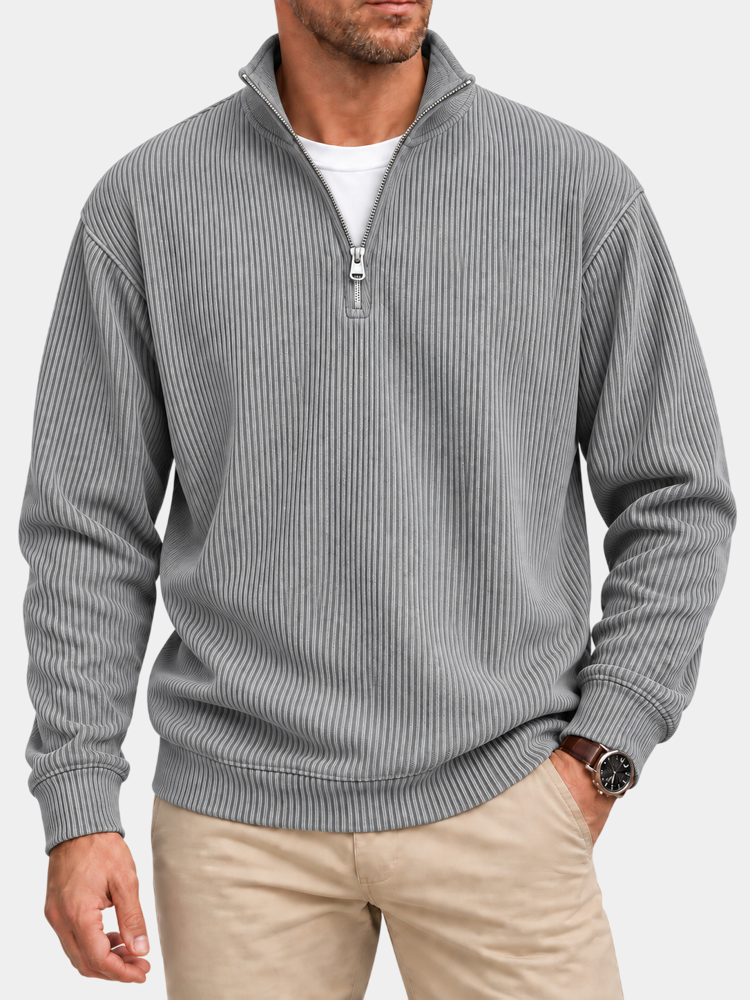 Men’s Textured Quarter-Zip Sweater – Easy Everyday Style