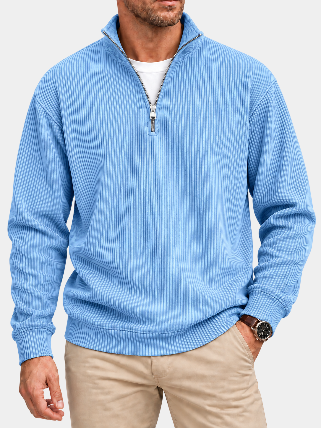 Men’s Textured Quarter-Zip Sweater – Easy Everyday Style