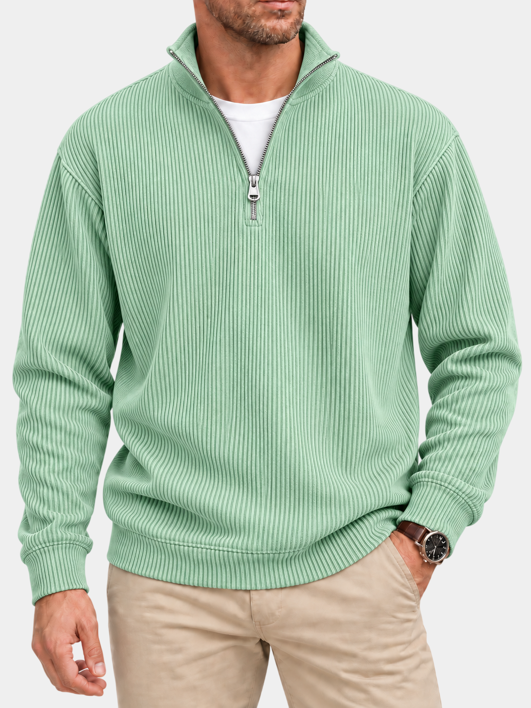 Men’s Textured Quarter-Zip Sweater – Easy Everyday Style
