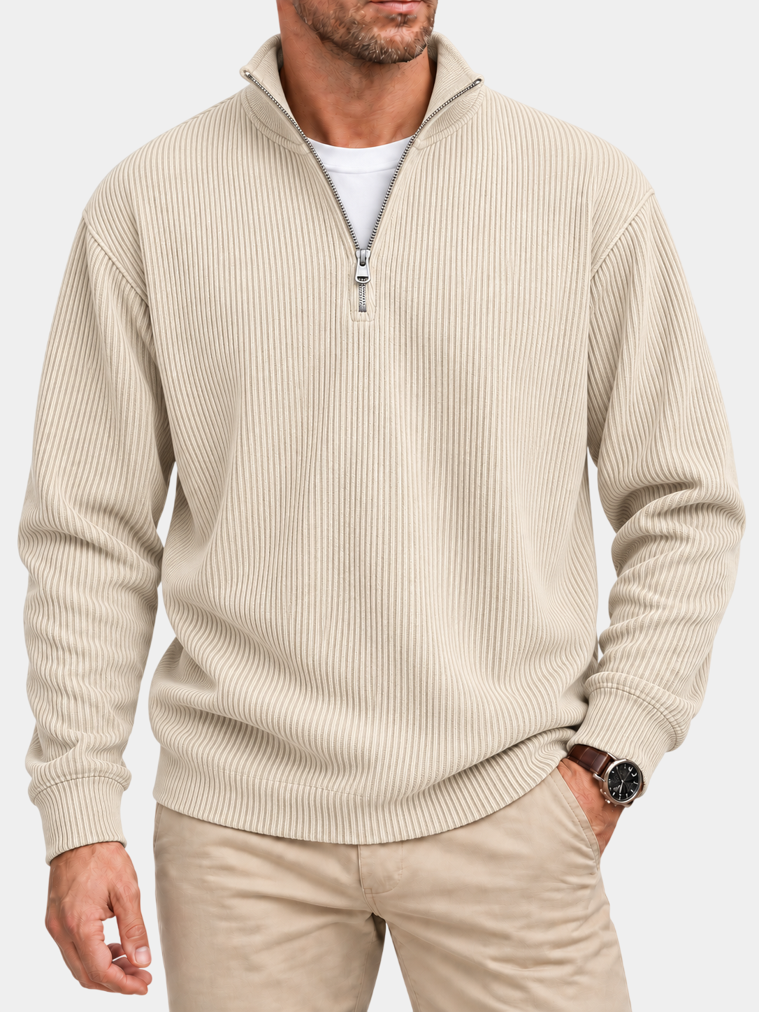 Men’s Textured Quarter-Zip Sweater – Easy Everyday Style