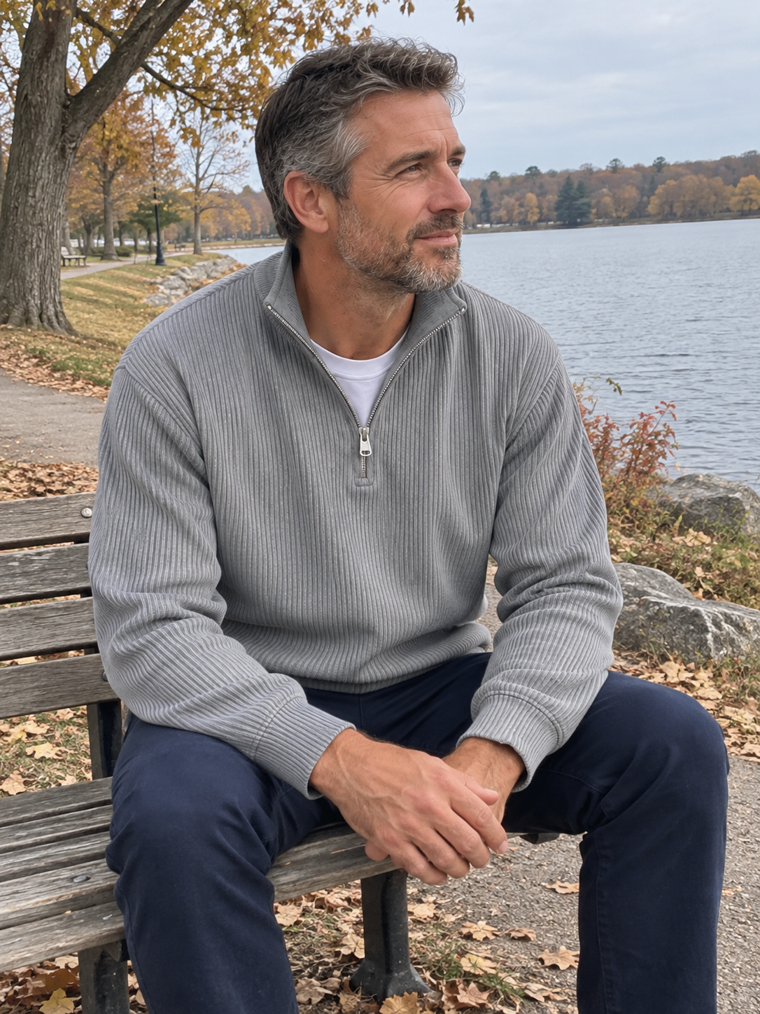 Men’s Textured Quarter-Zip Sweater – Easy Everyday Style
