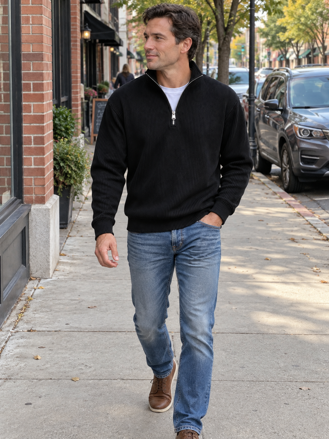 Men’s Textured Quarter-Zip Sweater – Easy Everyday Style