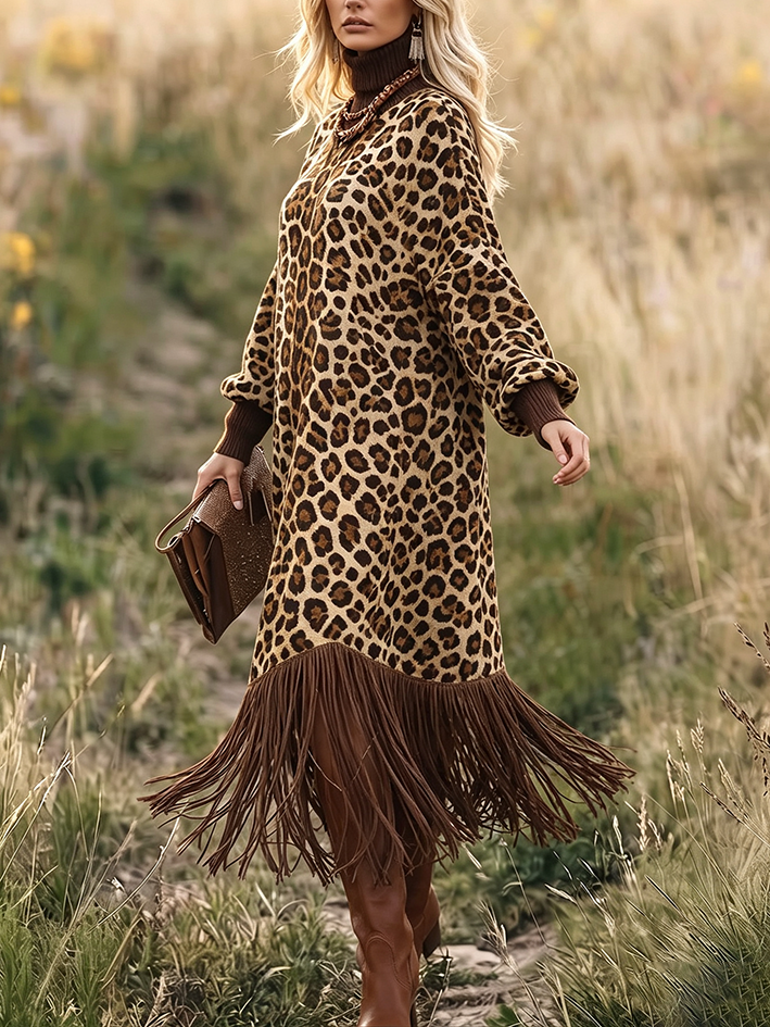 🔥 New Season Favorite — The Boho Chic Wild Leopard Fringe Dress You’ll Wear Everywhere