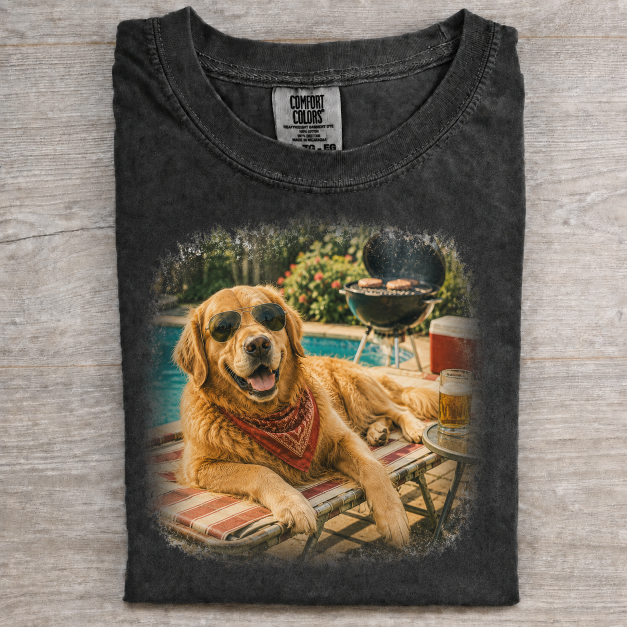 Golden Retriever Poolside BBQ T-shirt