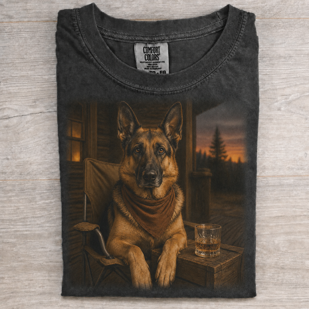 German Shepherd Cabin Whiskey T-shirt