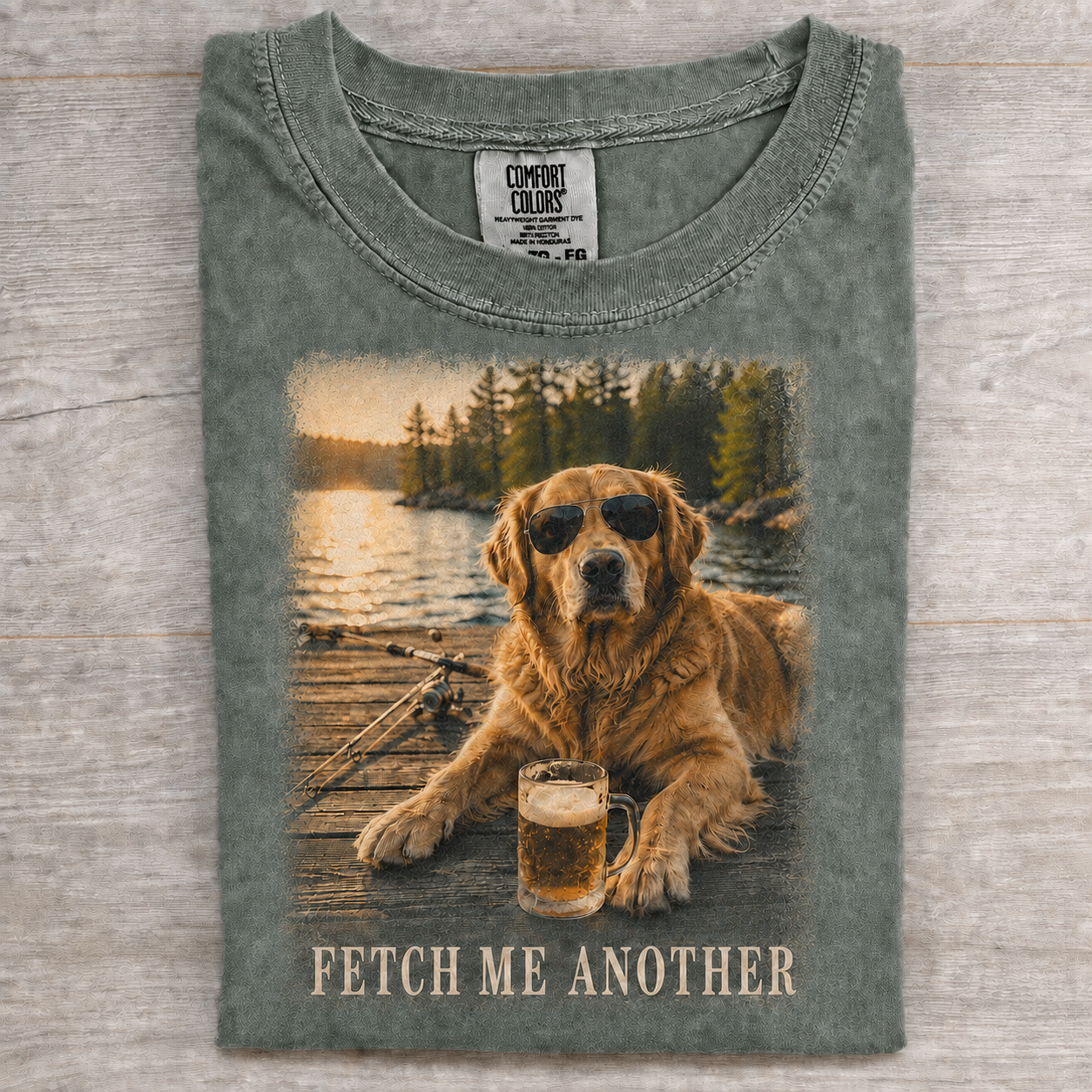 Fetch Me Another Golden Retriever T-shirt - Sage