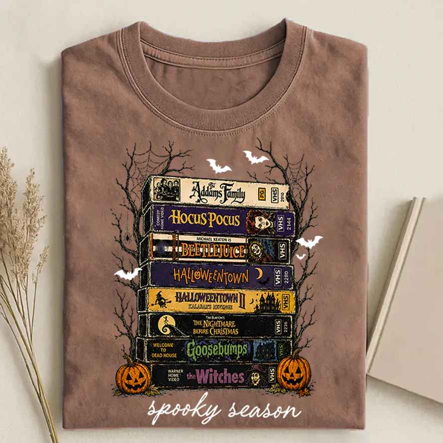 Vintage Halloween VHS T-shirt - Coffee