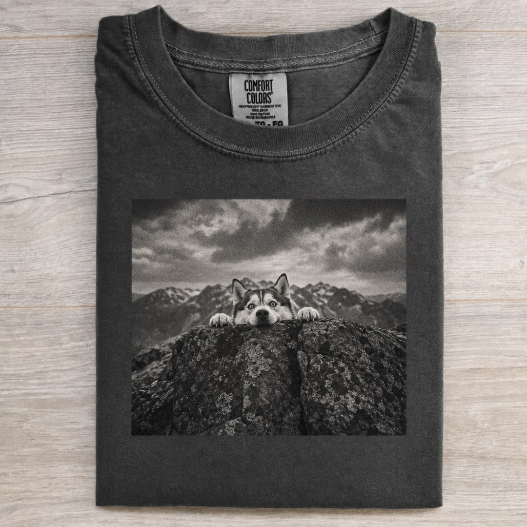 Cinematic Husky Cliff Graphic T-shirt