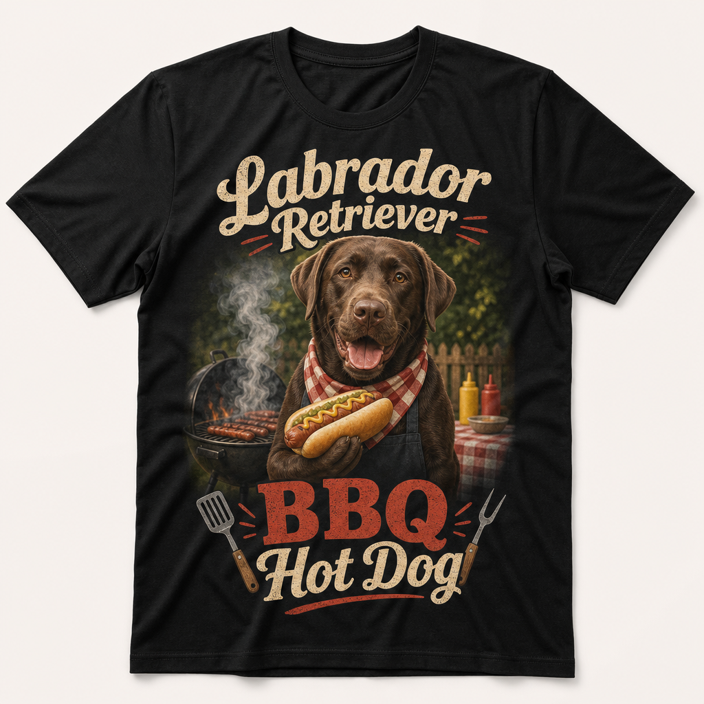 Labrador Retriever BBQ Hot Dog Graphic T-shirt