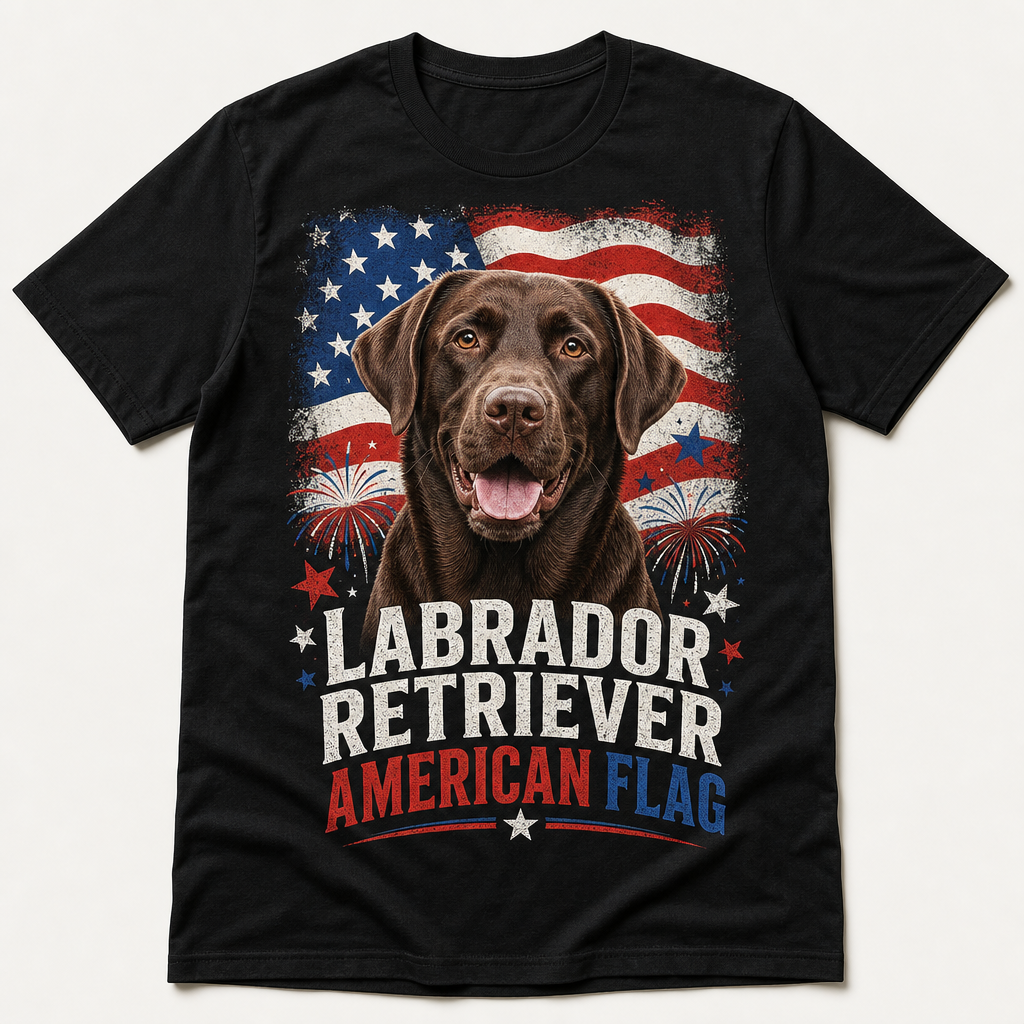 Labrador Retriever American Flag Graphic T-shirt