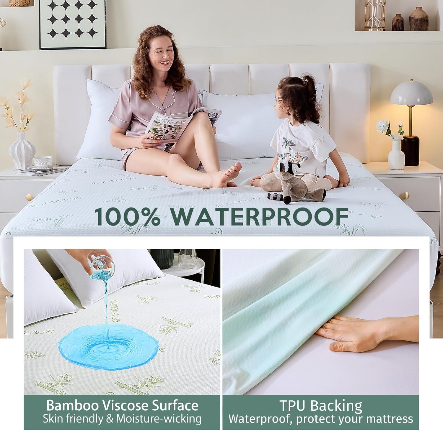 MUXHOMO Twin Mattress Protector Waterproof, Mattress Cover Twin Size Bed, Cooling and Breathable Bed Pad Cover, Deep Pocket 8"-21"