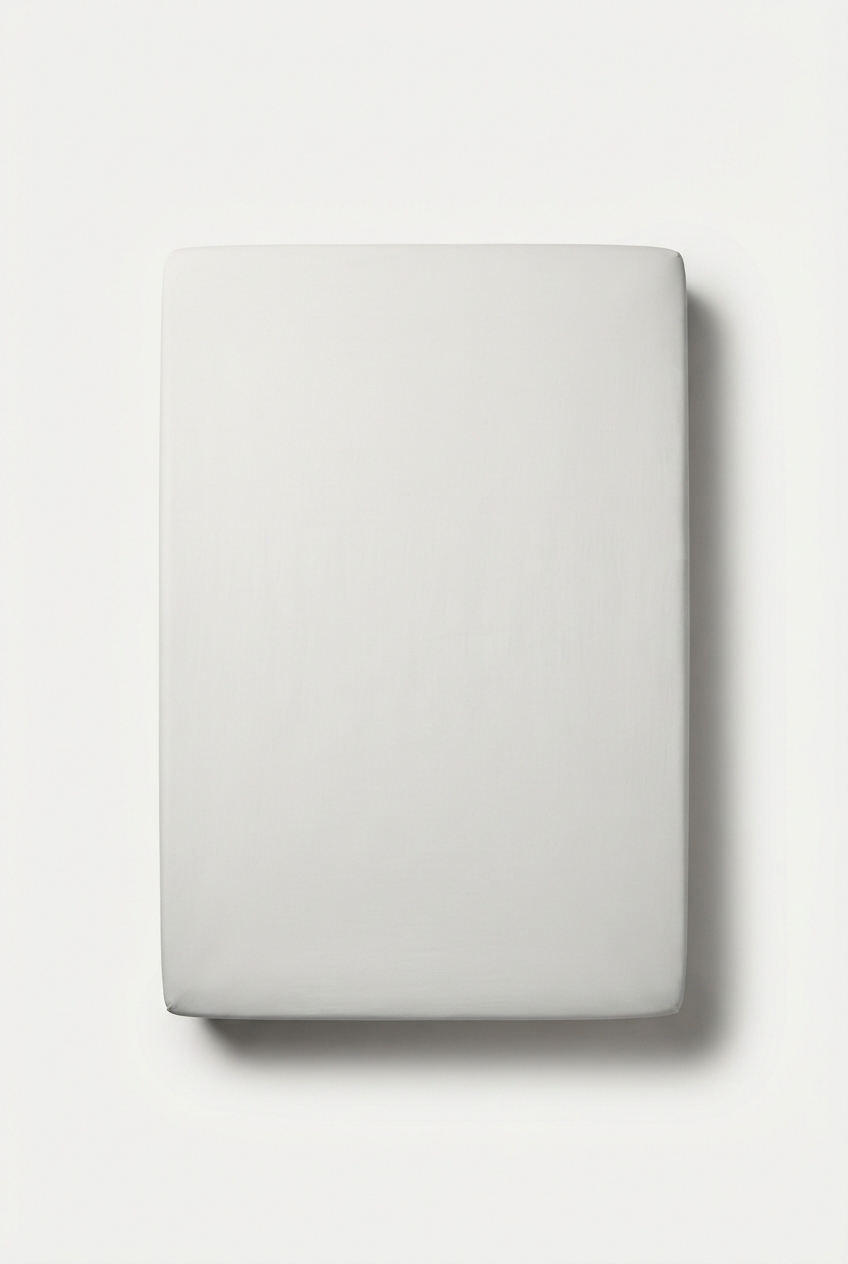 Minimalist whitesmoke queen fitted sheet styled on a mattress