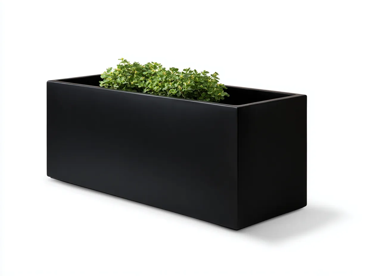 Pot à fleurs 100×35×40 cm – résine noire – design moderne pour balcon et terrasse-Pavoradohome