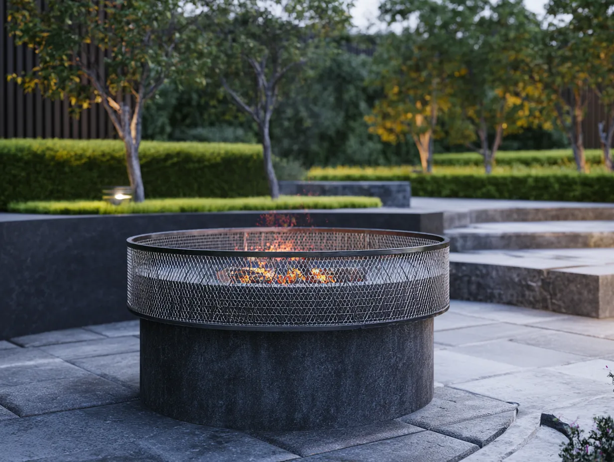 Brasero de jardin rond 100×100×40 cm – gris anthracite – design contemporain pour terrasse-Pavoradohome
