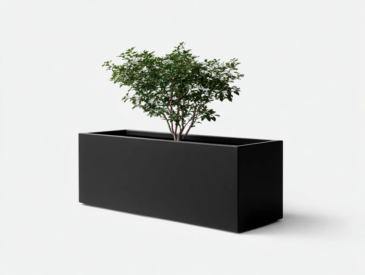 Pot à fleurs 100×30×40 cm – métal noir – forme rectangulaire moderne pour balcon-Pavoradohome