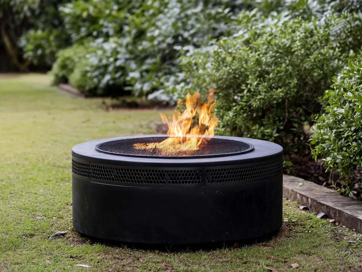 Brasero de jardin rond 80×80×35 cm – noir – style contemporain pour terrasse-Pavoradohome