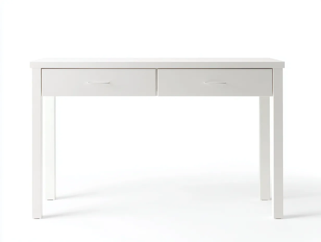 Bureau 140×70×75 cm - plateau blanc et structure argent - design minimaliste pour bureau-Pavoradohome