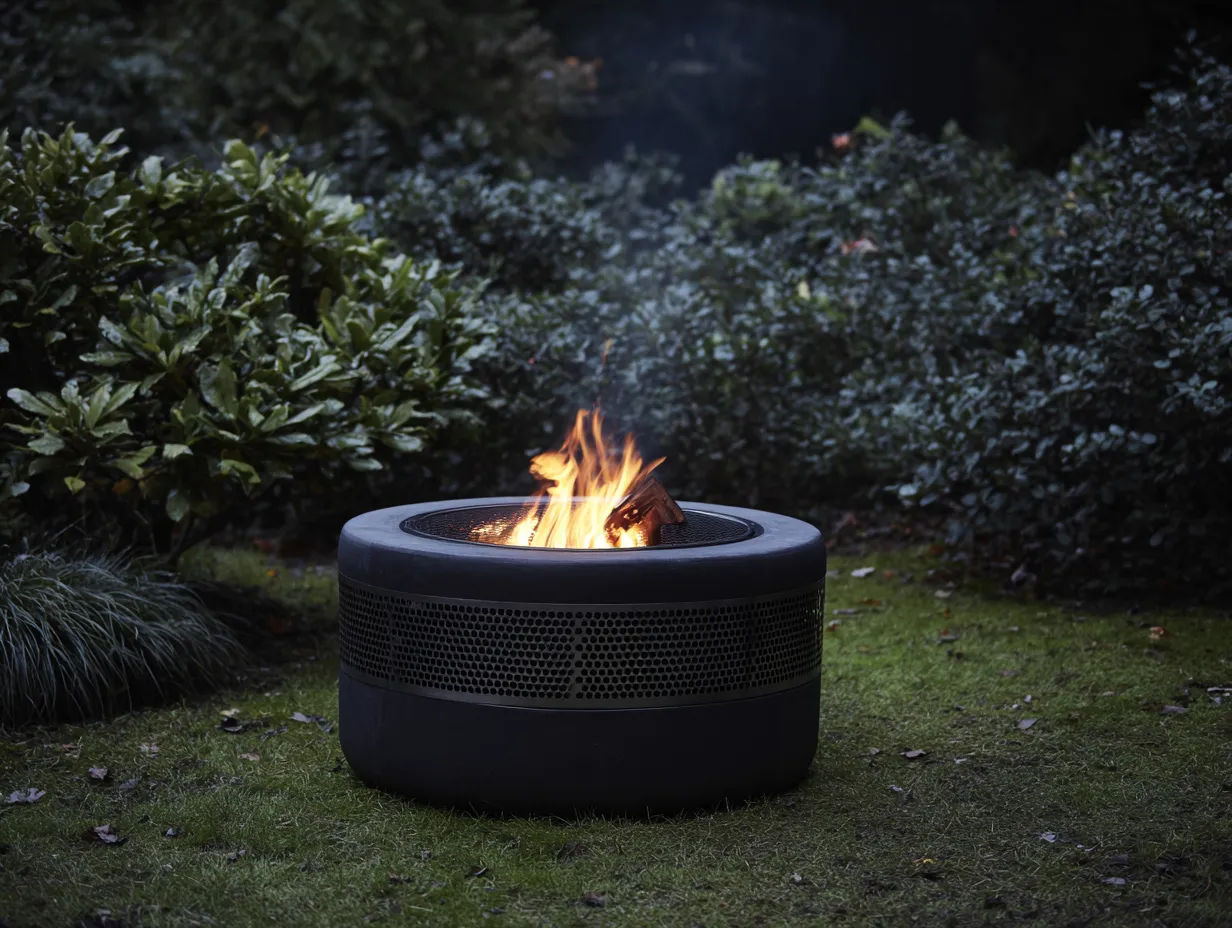 Brasero de jardin 68×68×42 cm - métal noir - foyer extérieur pour terrasse-Pavoradohome