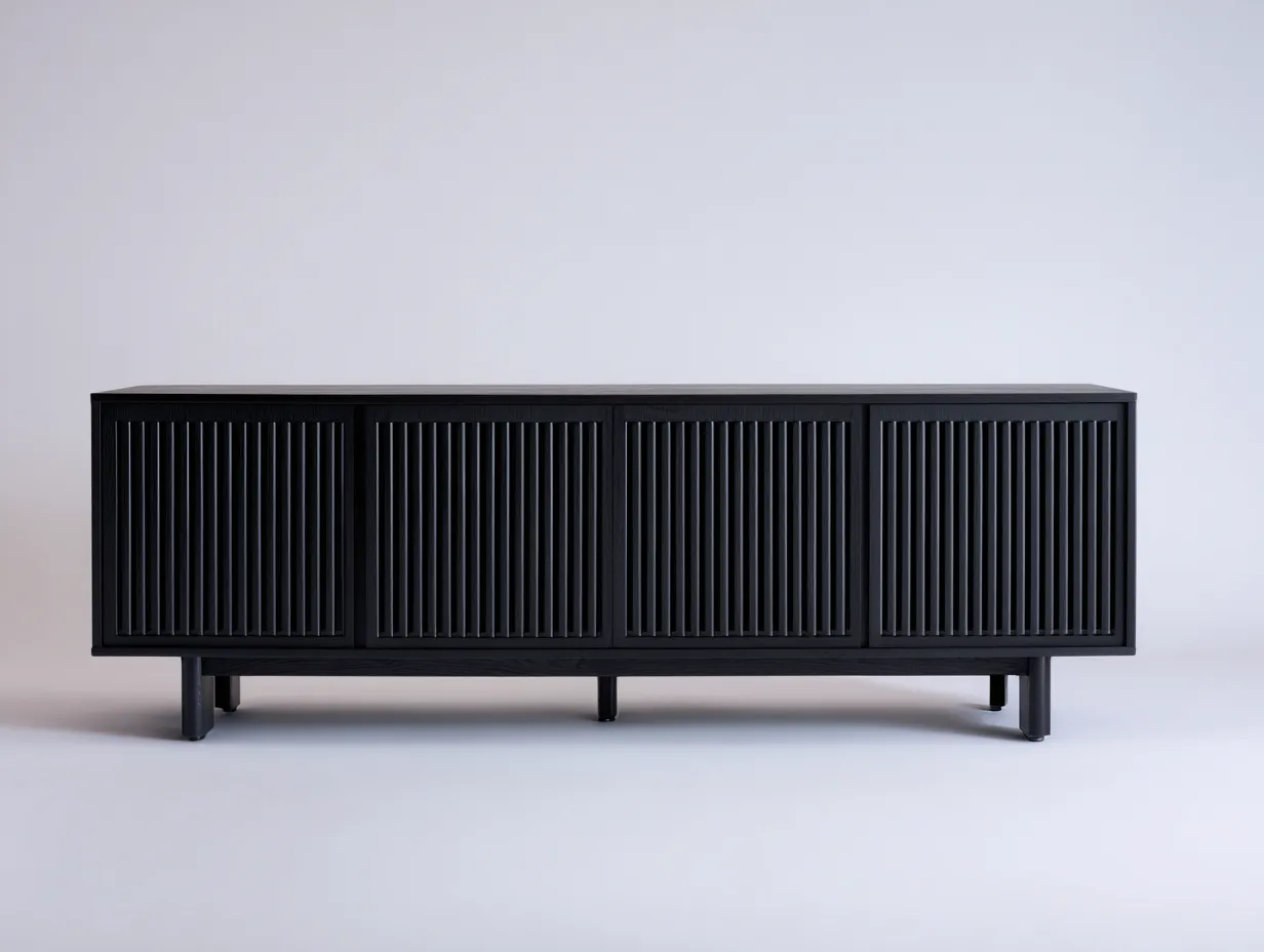 Meuble TV salon noir 180×40×55 cm – finition mate – style contemporain-Pavoradohome