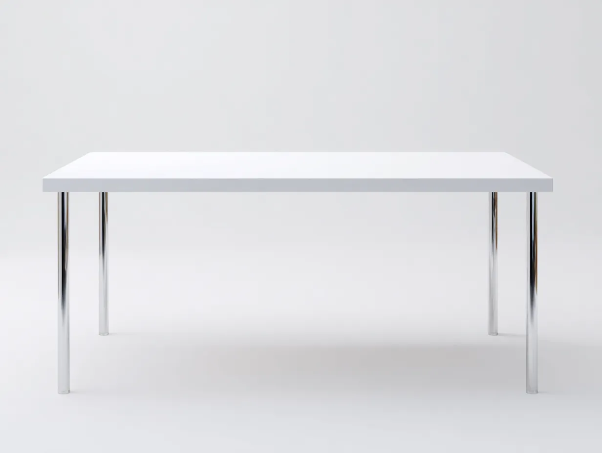 Bureau 150×75×75 cm - plateau blanc et métal argent - design contemporain pour bureau-Pavoradohome
