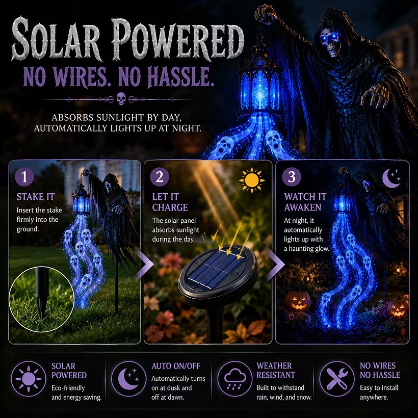 Solar-Powered Haunted Halloween Scene Garden Lights