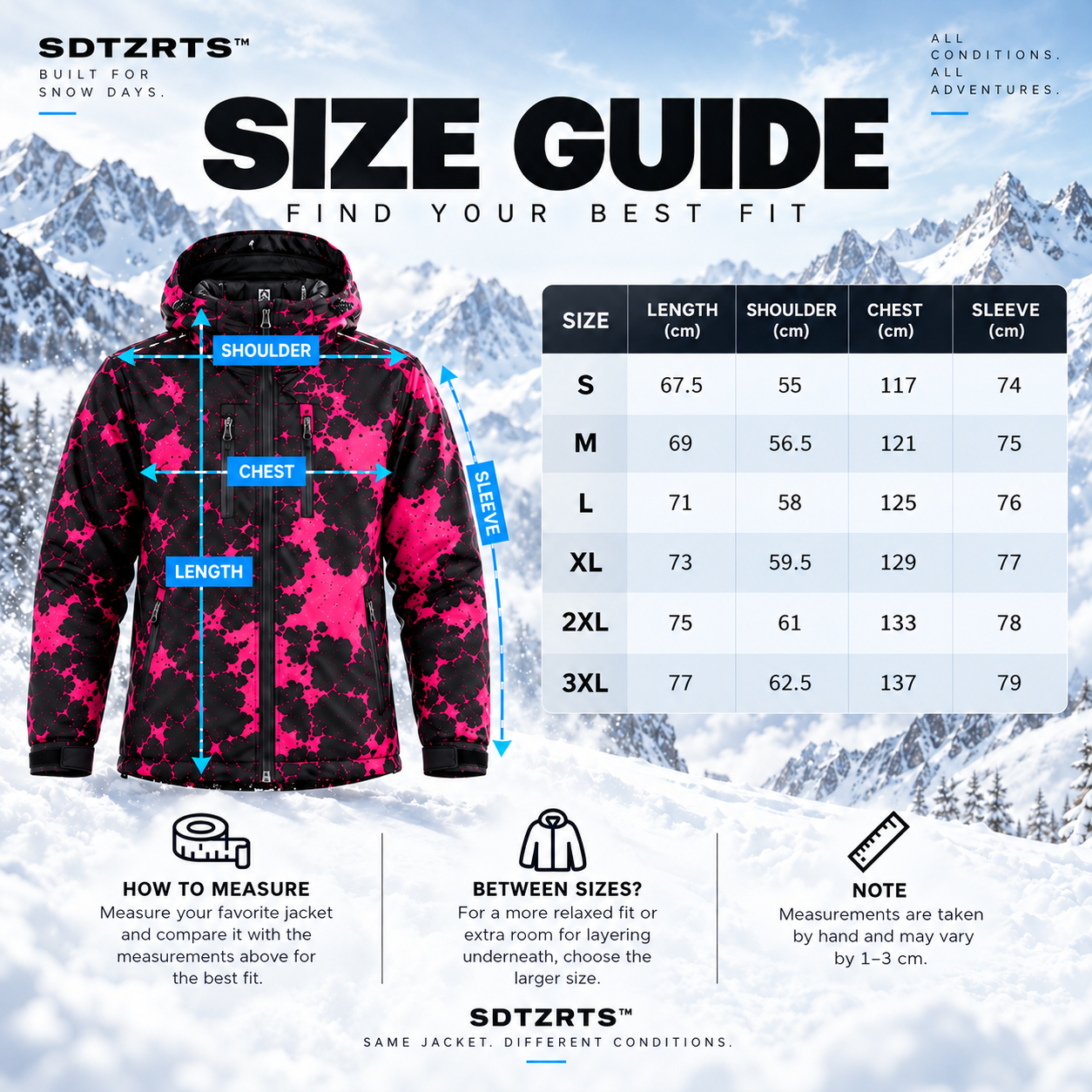 Sdtzrts™Snow-Reactive Jacket – Colour Changes When Wet