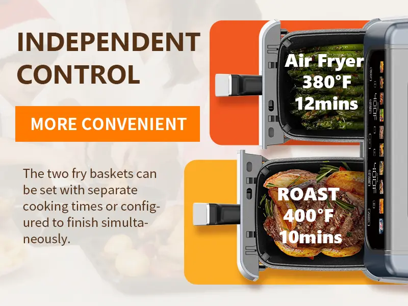 Air fryer removable nonstick baskets