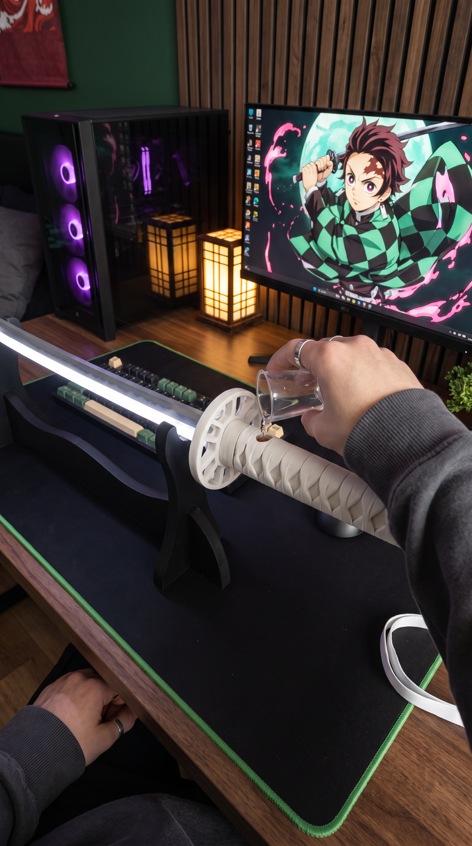 Adding the included smoke liquid near the blade guard