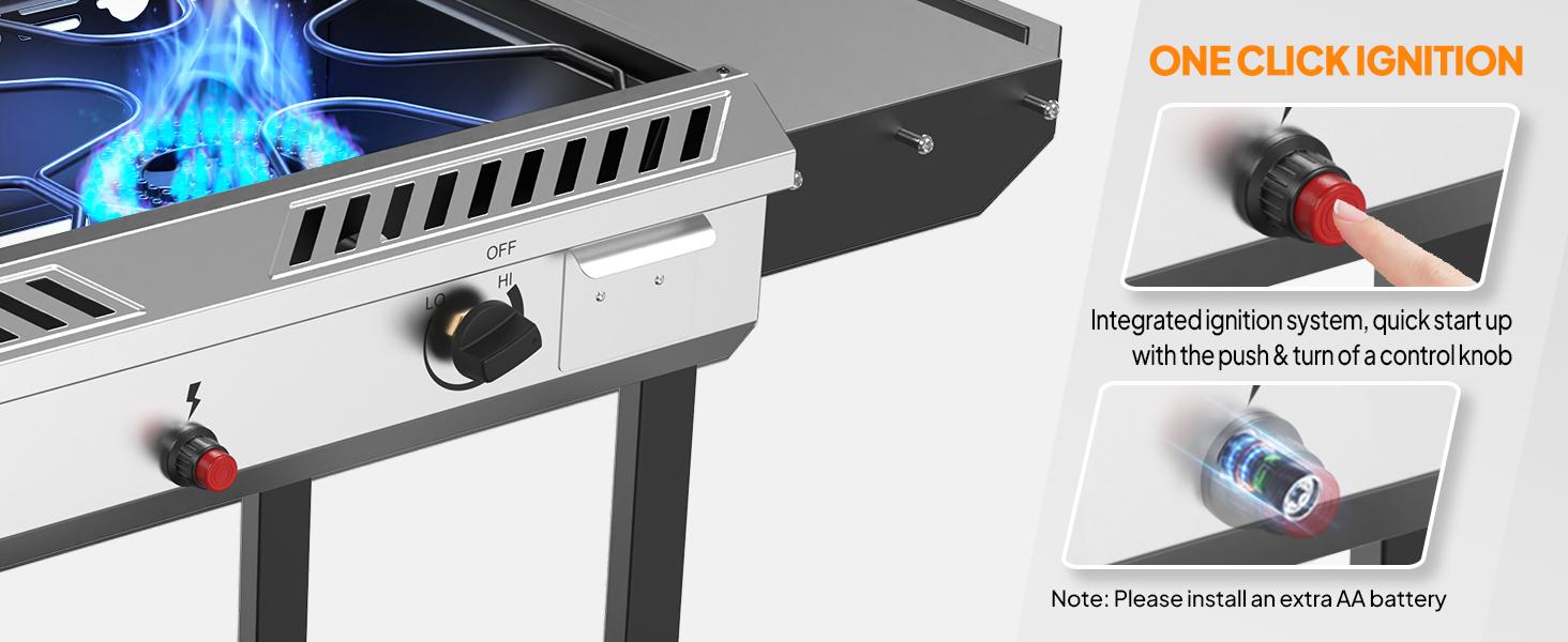 Push button ignition outdoor propane stove