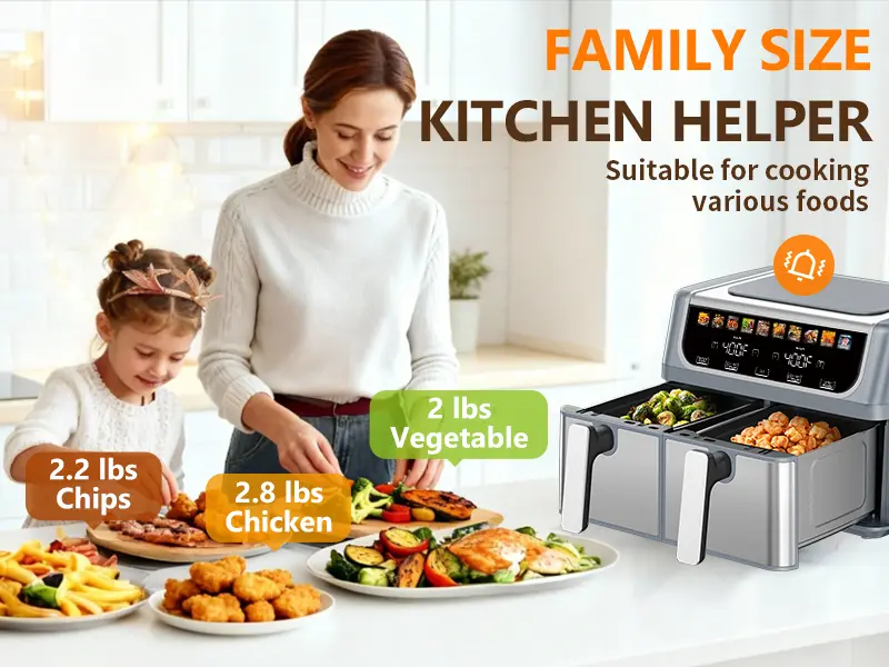 Dual zone air fryer baskets