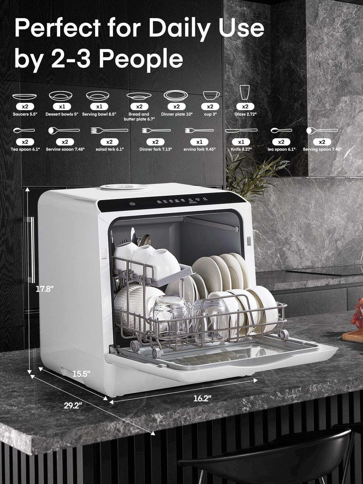 FOHERE countertop dishwasher product detail