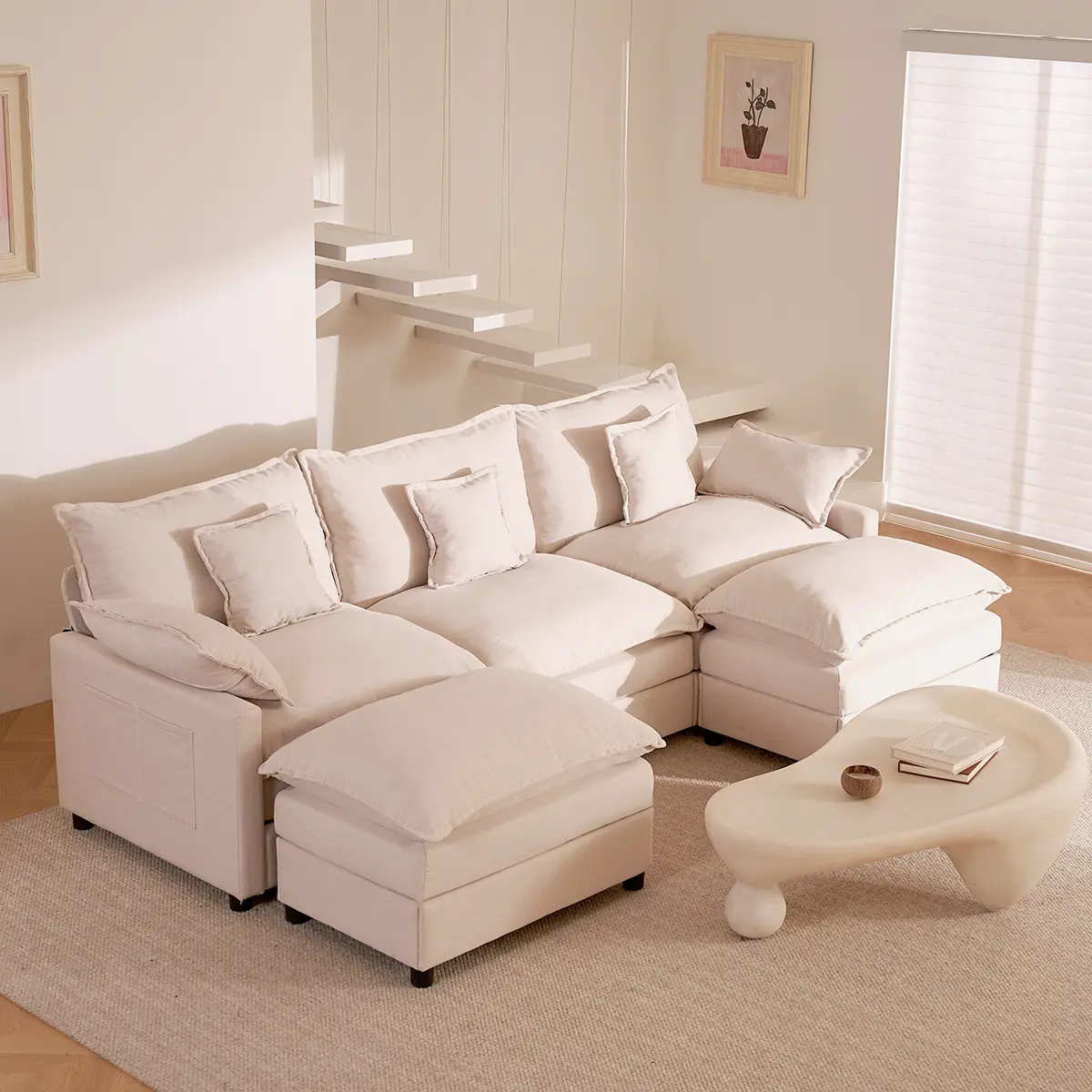 GOSUHI 108" U-Shaped Modular Sectional Sofa