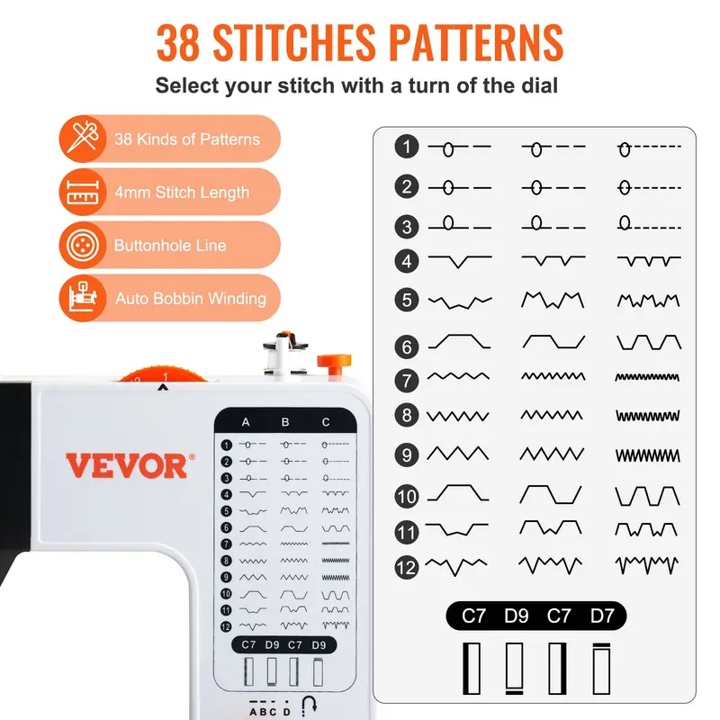 Portable Sewing Machine with 38 Stitches and Foot Pedal