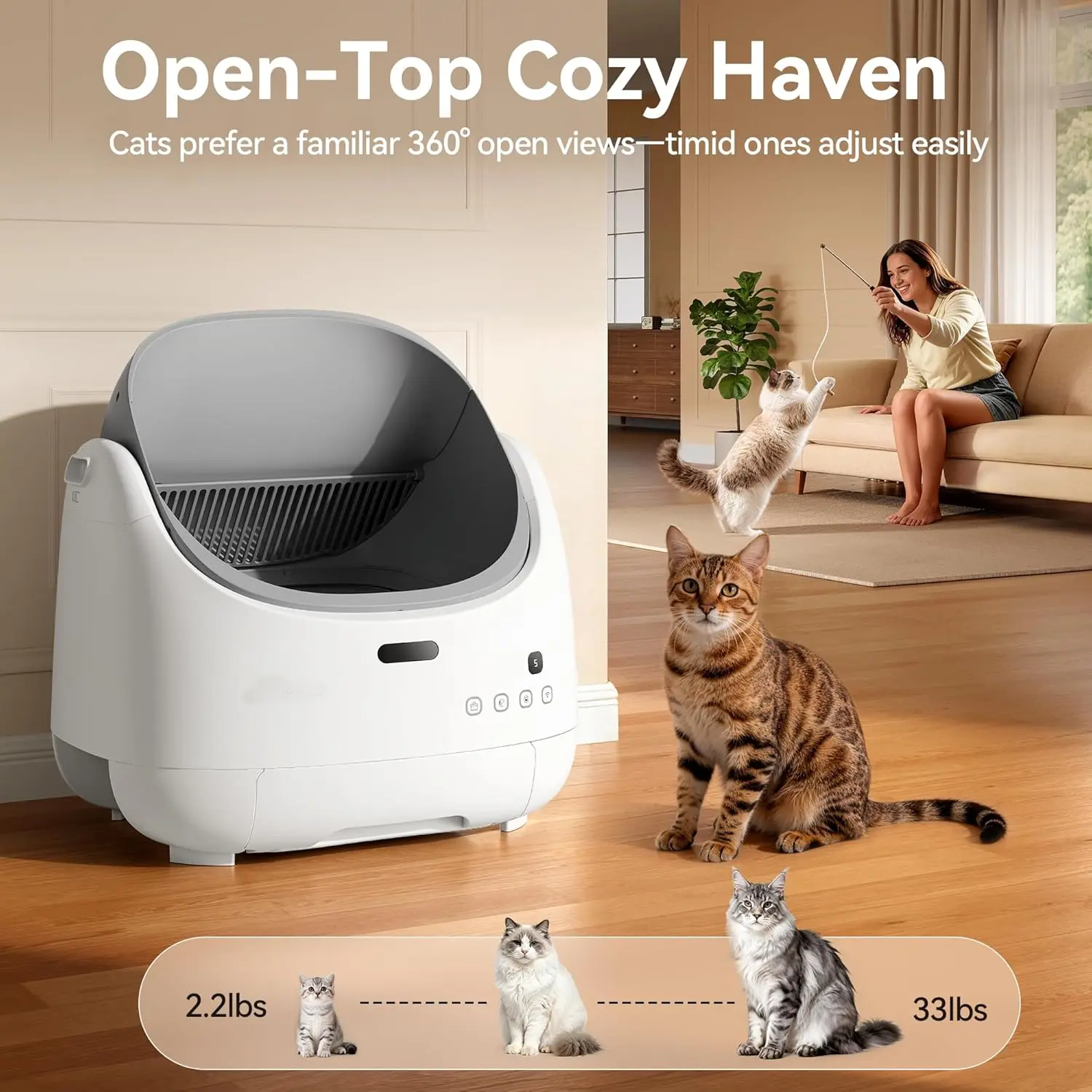 (SC07) Thereye Automatic Self-Cleaning Cat Litter Box with APP Control & Odor Management